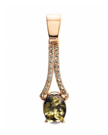Amber Pendant In Gold With Crystals The Raphael, image 