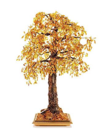 Cognac Amber Decorative Feng Shui Money Tree, image 