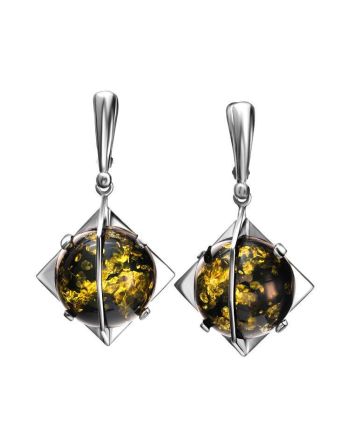 Drop Amber Earrings In Sterling Silver The Saturn, image 