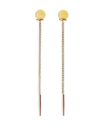 Honey Amber Earrings In Gold The Jupiter, image 