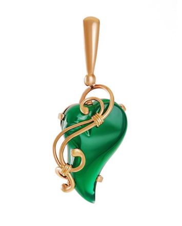 Green Synthetic Onyx Pendant In Gold-Plated Silver The Serenade, image 