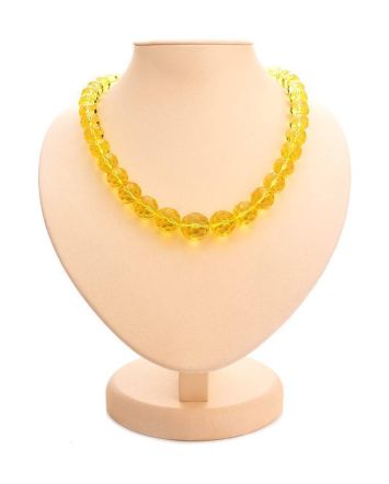 Faceted Lemon Amber Ball Beaded Necklace The Prague, image 