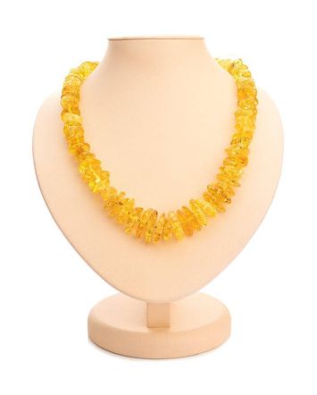 Lemon Amber Necklace With Glass Beads, image 