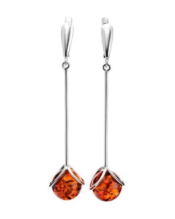 Drop Amber Earrings In Sterling Silver The Flamenco, image 