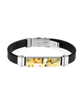 Rubber Mens Wristband With Amber Mosaic The Grunge, image 