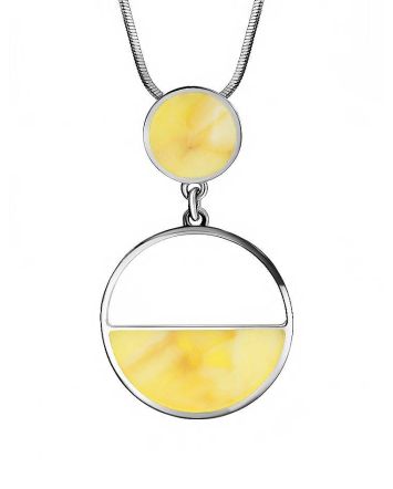 Flat Amber Pendant In Sterling Silver The Monaco, image 