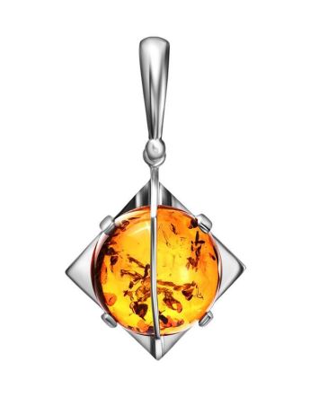 Square Amber Pendant In Sterling Silver The Saturn, image 