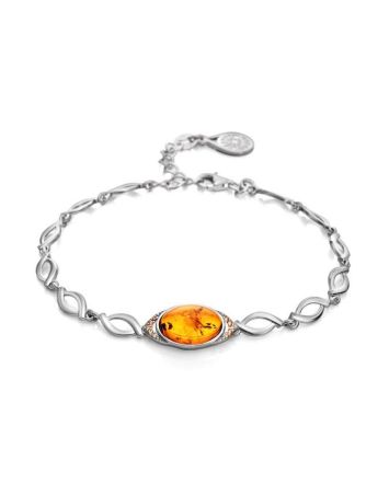 Link Amber Bracelet In Sterling Silver With Crystals The Raphael, image 
