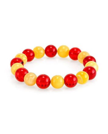 Multicolor Amber Ball Beaded Elastic Bracelet, image 