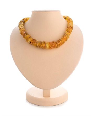 Natural Cognac Amber Beaded Necklace, image 