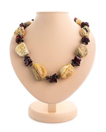Multicolor Raw Amber Beaded Necklace With Brass The Indonesia, image 