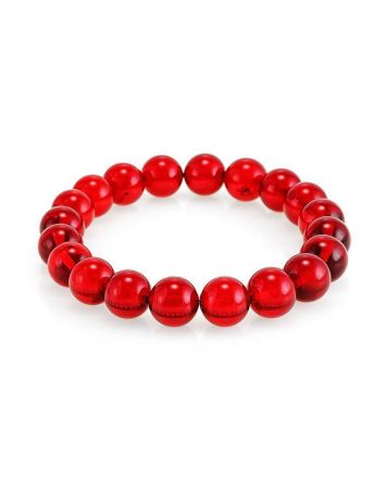 Deep Red Amber Beaded Bracelet, image 