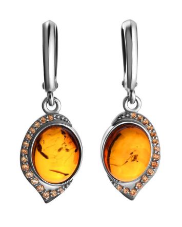 Amber Earrings In Sterling Silver With Champagne Crystals The Raphael, image 