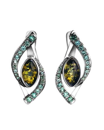 Amber Earrings In Sterling Silver With Crystals The Raphael, image 