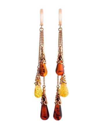 Multicolor Amber Earrings In Gold-Plated Silver The Casablanca, image 