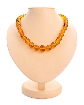 Cognac Amber Ball Beaded Necklace, image 