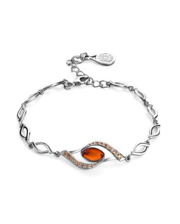 Link Amber Bracelet In Sterling Silver With Crystals The Raphael, image 