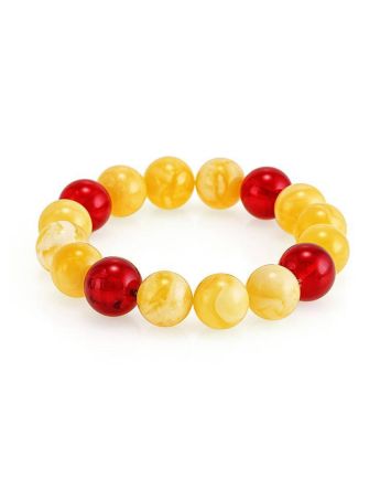 Bright Two Toned Amber Beaded Bracelet, image 