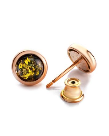 Classy Green Amber Studs In Gold-Plated Silver The Berry, image 