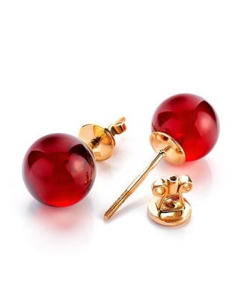 Cherry Amber Stud Earrings In Gold The Paris, image 