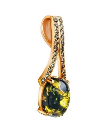 Amber Pendant In Gold-Plated Silver With Crystals The Raphael, image 