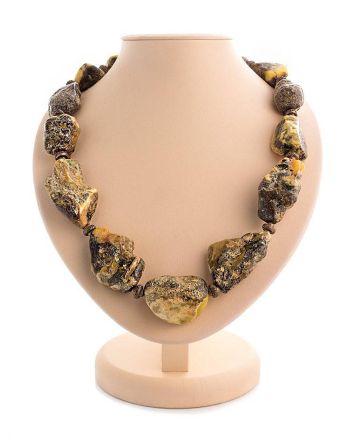 Raw Amber Beaded Necklace With Brass The Indonesia, image 