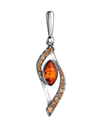 Amber Pendant In Sterling Silver With Champagne Crystals The Raphael, image 
