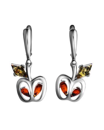 Pretty Cognac Amber Drop Apple Earrings In Sterling Silver The Confiture, image 
