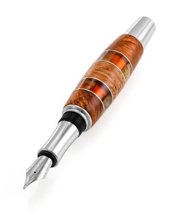 Birch Wood Fountain Pen With Honey Amber The Indonesia, image 