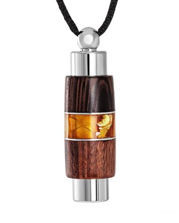 Handcrafted Wooden Pendant Perfume Bottle With Honey Amber The Indonesia, image 