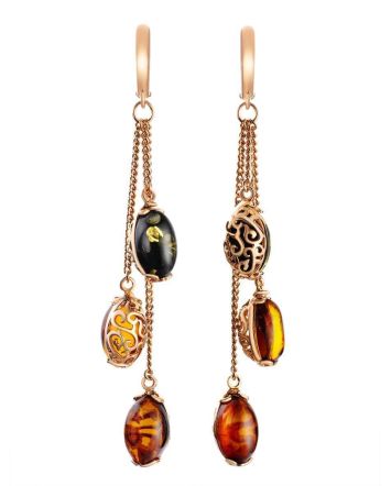 Dangle Amber Earrings In Gold-Plated Silver The Casablanca, image 