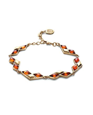 Gold Plated Link Bracelet With Cognac Amber The Colombina, image 