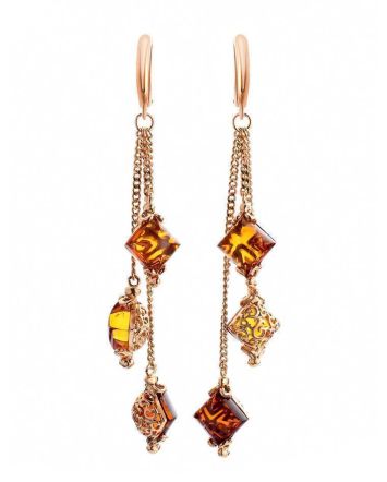 Chain Amber Earrings In Gold-Plated Silver The Casablanca, image 