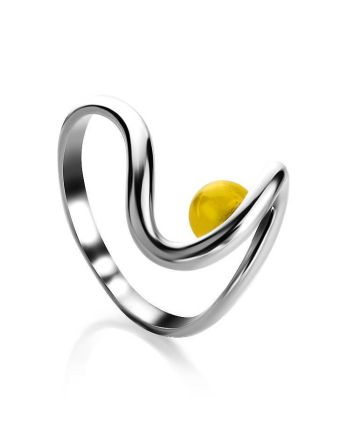 Sterling Silver Ring With Honey Amber The Leia, Ring Size: 9 / 19, image 