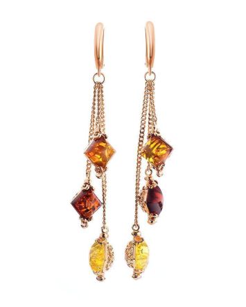 Dangle Amber Earrings In Gold-Plated Silver The Casablanca, image 
