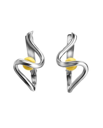Honey Amber Earrings In Sterling Silver The Leia, image 