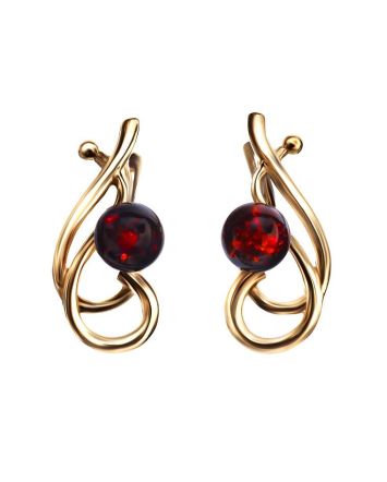 Gold Plated Amber Earrings The Leia, image 