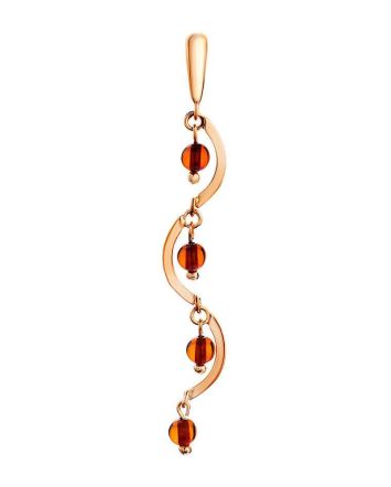 Gold-Plated Dangle Pendant With Cherry Amber The Siesta, image 