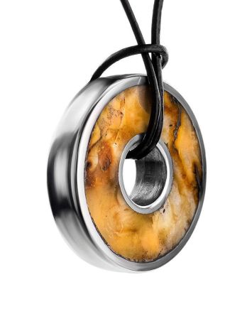Round Amber Pendant In Sterling Silver The Indonesia, image 