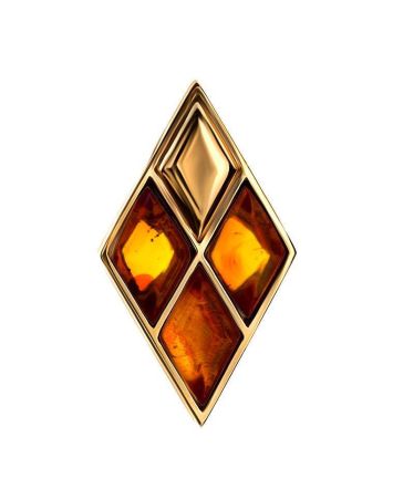Geometric Gold-Plated Pendant With Cognac Amber The Colombina, image 