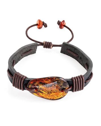 Leather Tie Bracelet With Lemon Amber The Copacabana, image 