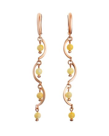 Honey Amber Dangle Earrings In Gold-Plated Silver The Siesta, image 