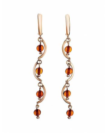 Cherry Amber Dangle Earrings In Gold-Plated Silver The Siesta, image 