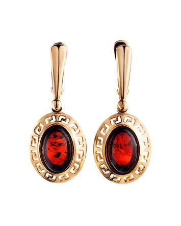 Drop Amber Earrings In Gold-Plated Silver The Ellas, image 