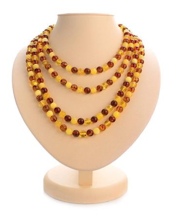 Extra Long Amber Beaded Necklace, image 