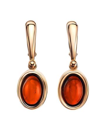 Drop Amber Earrings In Gold-Plated Silver The Goji, image 