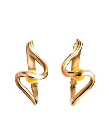 Honey Amber Earrings In Gold The Leia, image 