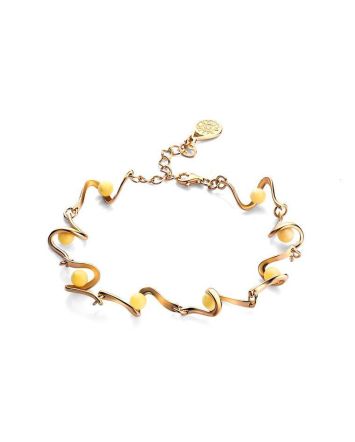Link Amber Bracelet In Gold Plated Silver The Leia, image 