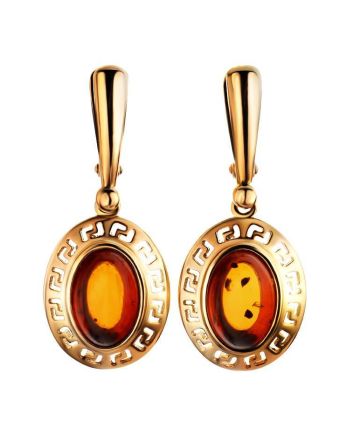 Drop Amber Earrings In Gold-Plated Silver The Ellas, image 