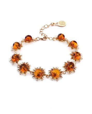 Link Amber Bracelet In Gold Plated Silver The Aster, image 